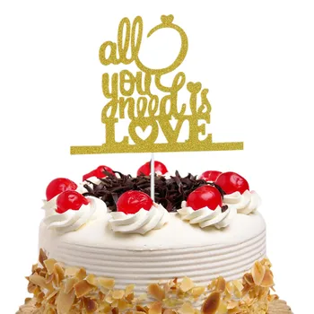 

20pc/lot Cake Toppers Flags all you need is love Glitter Kids Birthday Cupcake Topper Wedding Bride Baby Shower Party Baking DIY