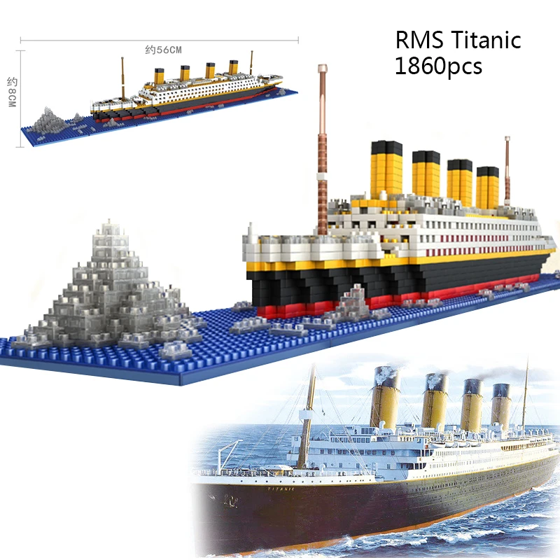 No compatible Cruise ship legoeingly RMS Titanic Blocks Building kit sets brick Children toys Aircrafted Carrier Black Pearl jet