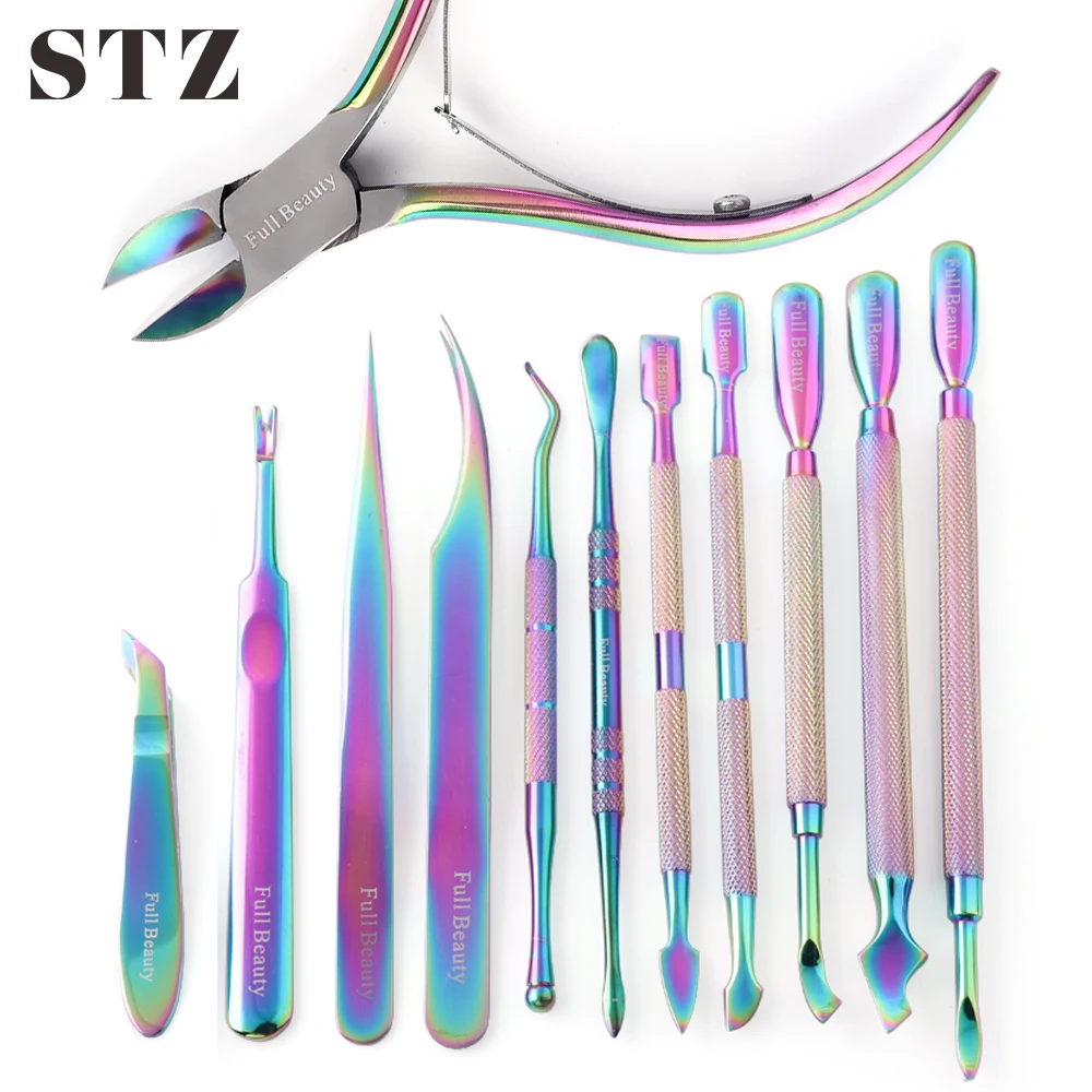 

STZ 1pc Chameleon Nail Cuticle Pusher Nail Art Exfoliating Tools Dead Skin Cutter Gel Polish Remover Scissors Manicure #01-12/FB