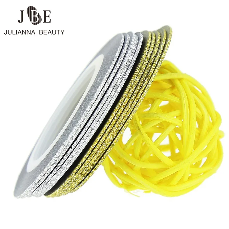 

10rolls/Pack 1mm Nail Art Striping Foils Shining Tape Line Nail Art Stripe DIY Manicure Decoration Nail Sticker Beauty Accessory