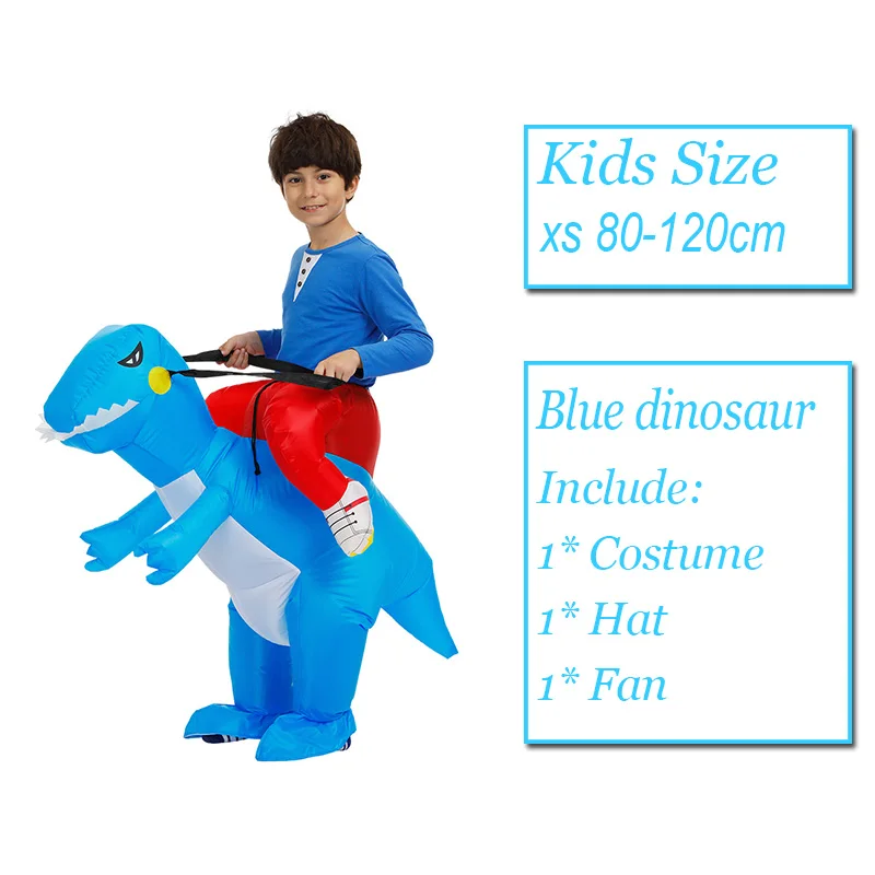 Костюм для косплея, надувной динозавр, Детский костюм для косплея, единорог, T-REX, одежда, костюмы на Хэллоуин для женщин и мужчин, фантазийные вечерние комбинезоны - Цвет: Blue dinosaur 1009B