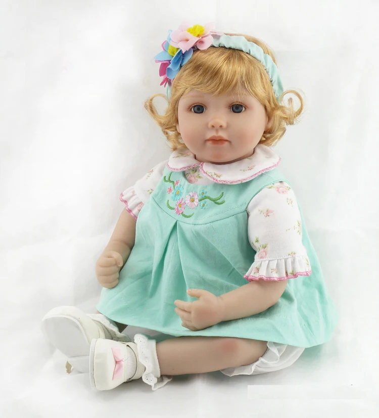 

Reborn Baby Doll 22 inch 55 cm Silicone Vinyl Doll Toys Blonde Hair Soft Cloth Body Alive Toddler Baby Best Kids Christmas Gift