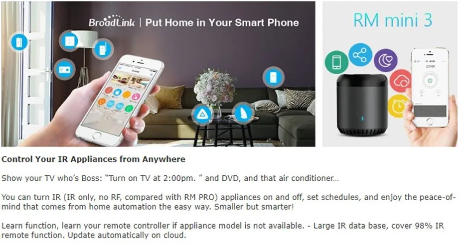 1---Broadlink EUUSUK RM Mini3,Smart Home Automation,WiFi+IR+4G,Universal Intelligent,Smart APP Wireless Control by IOS Android
