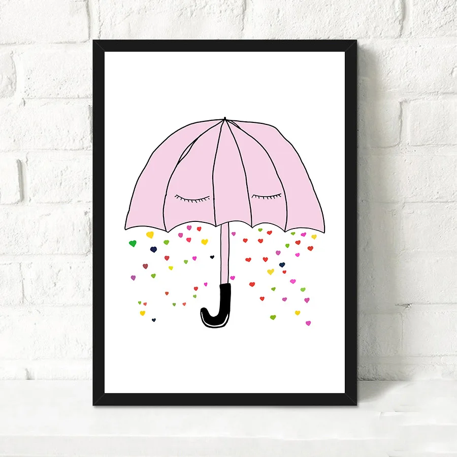 nordic letter cartoon pink girls wall pictures for kids rooms canvas pink posters
