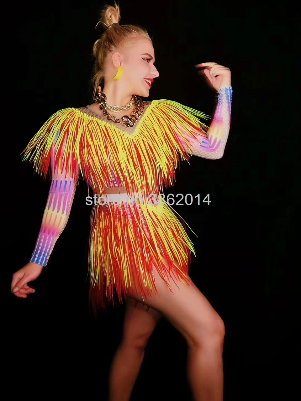 Красочный танцевальный костюм для женщин для певицы для сцены одежда наряд для ночного клуба шоу трико вечерние красочное Боди Одежда для
