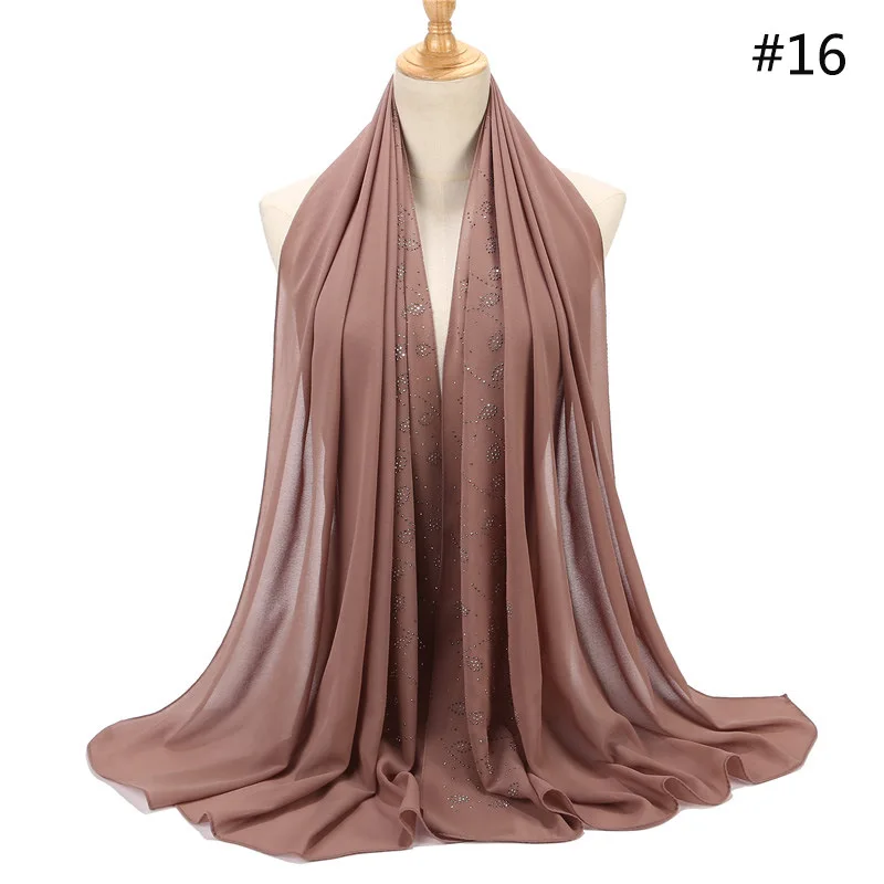 72*175 см, летний мусульманский женский шифоновый хиджаб с пузырьками, шарф с бриллиантами, блестящий женский платок, мусульманский платок, малазийский хиджаб - Цвет: 16