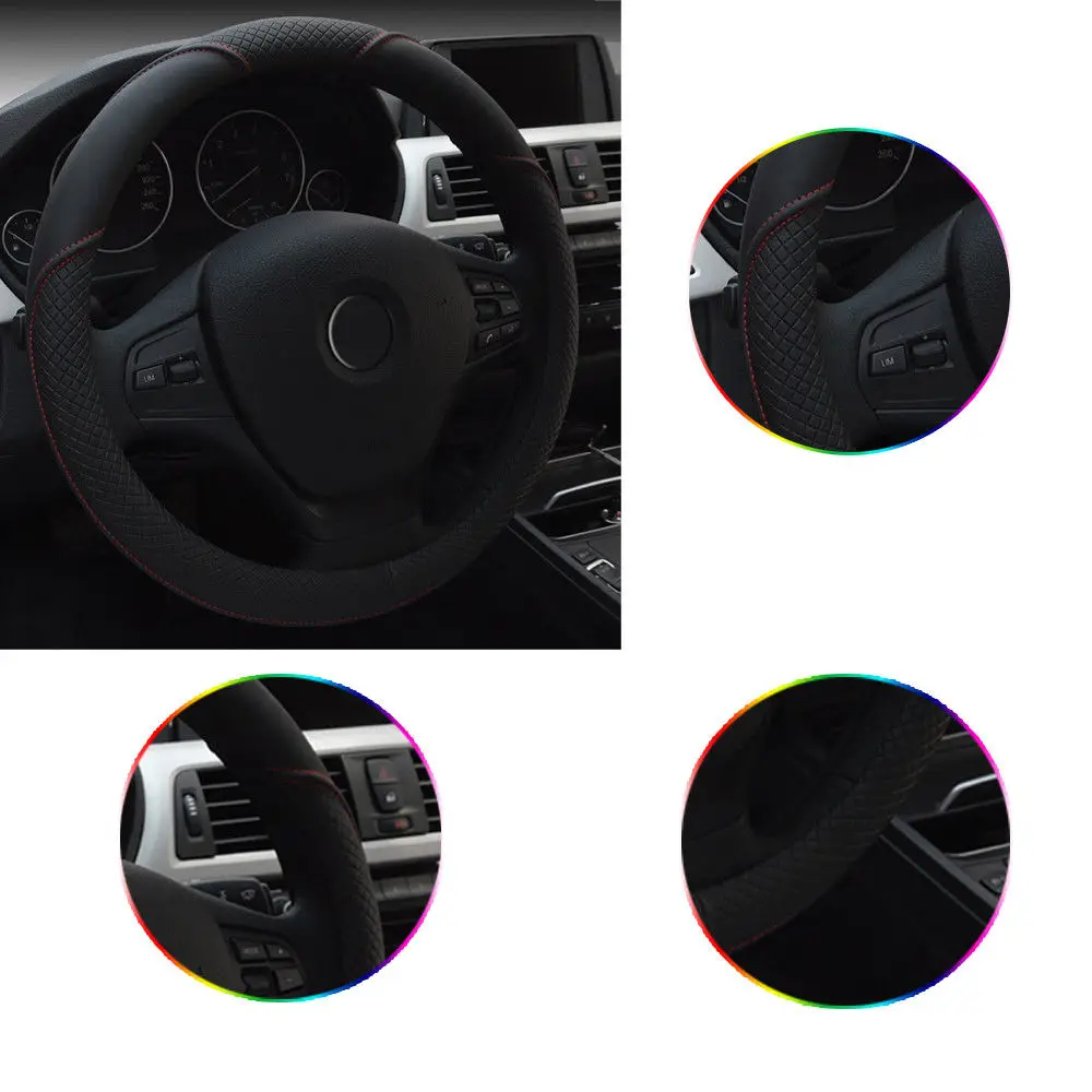 

Durable PU Leather Car Auto Steering Wheel Cover 15&#39&#39 38cm All Seasons Fit