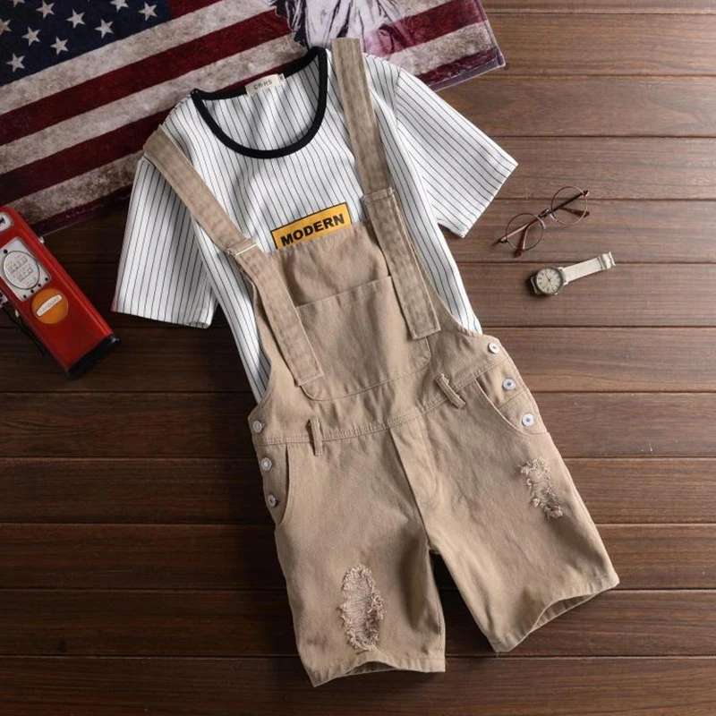 black ripped overalls shorts