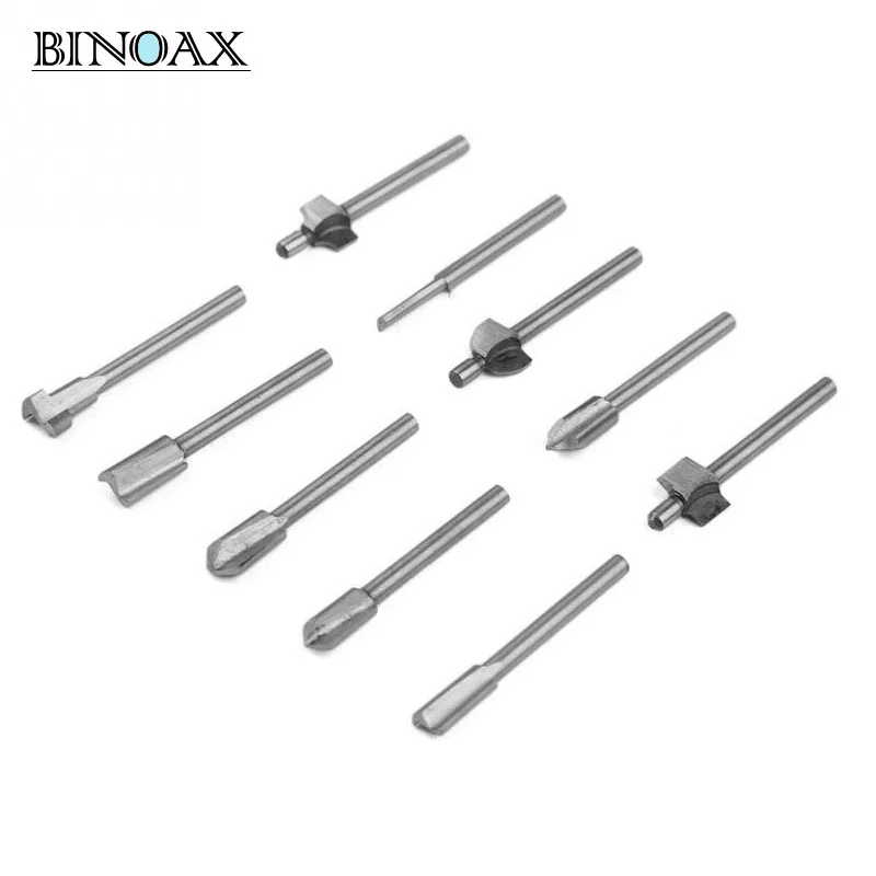 Binoax 10 шт. HSS Маршрутизатор биты деревянные фреза подходит инструмент Dremel 1/8 "3 мм древесины маршрутизатор биты файлы # W00042