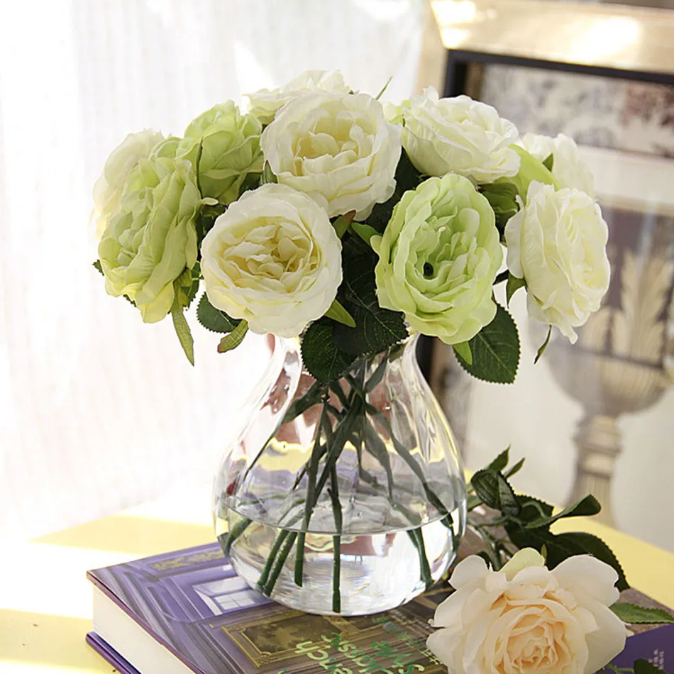 10 PCS/Lot High Quality European Rose Artificial Flowers Fresh Fake