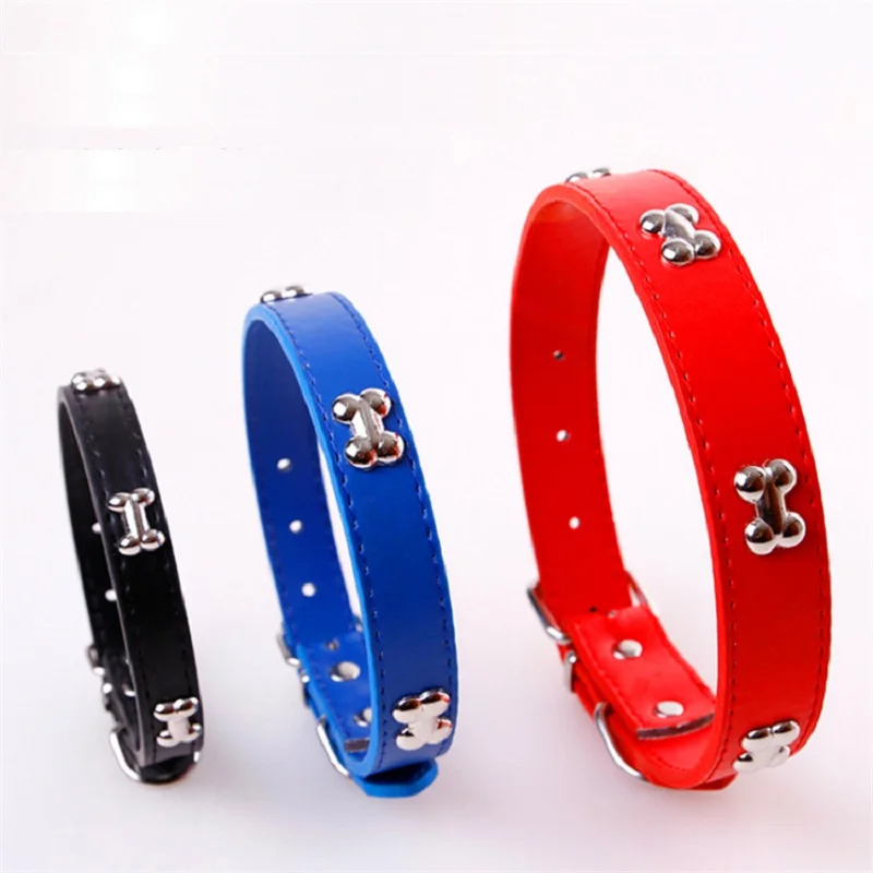 Цветной кожаный регулируемый звонок ошейники для собак модные с героями