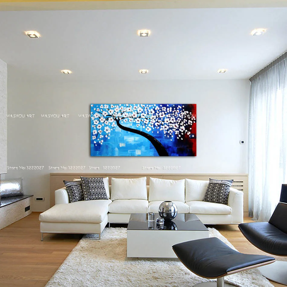 Unframed-Blue-White-Flower-Tree-Handpainted-Oil-Painting-Modern-Wall-Art-Palette-Knife-Oil-Painting-For (1)