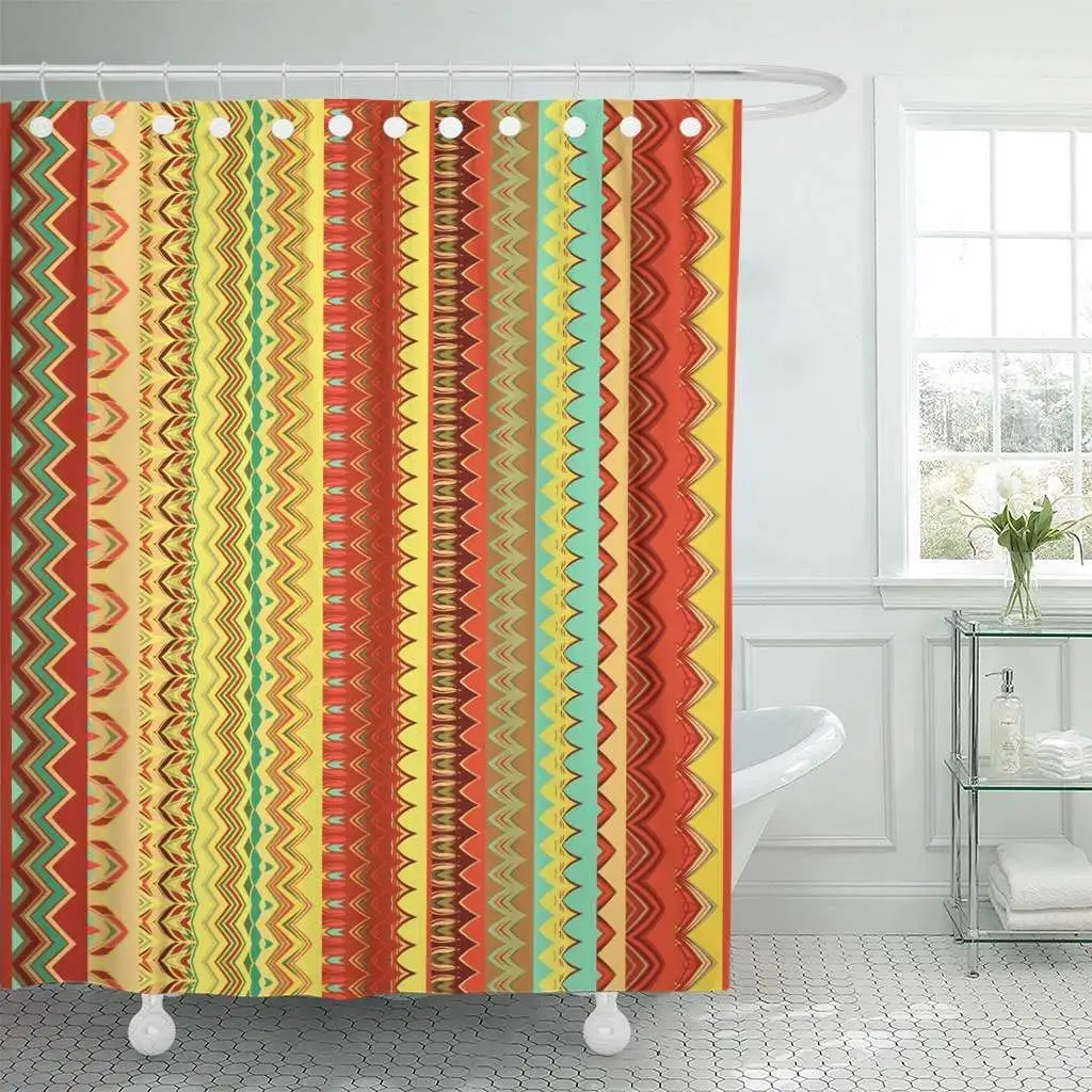 Shower Curtain Aboriginal Ethnic Pattern Tribal of Borders Abstract