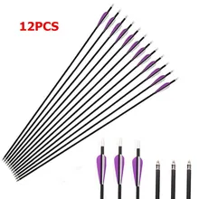 Triclicks 12 x Archery Fletched Carbon Arrows Hunting Spine for Recurve Compound Bow 81cm