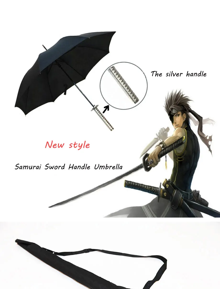Модный мужской черный японский воин ниндзя меч самурайский Зонт с длинной ручкой Полуавтоматический зонт с 8 костями