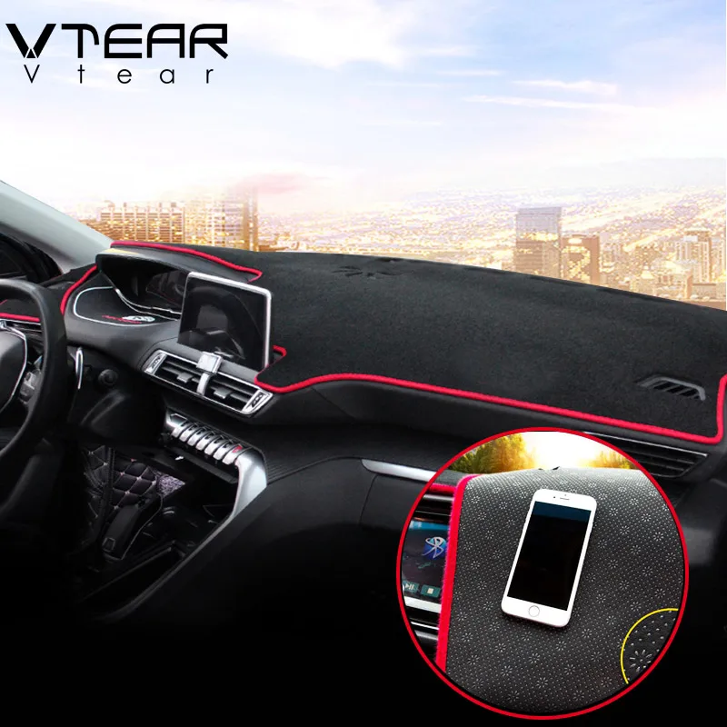

Vtear For peugeot 3008 accesorios 2018 Car dashboard avoid light pad instrument platform Protector Mats Carpets Trim Interior