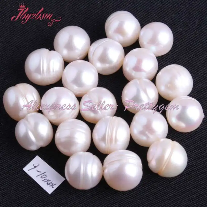 

9-10mm Nearround Shape White Cultivate Freshwater Pearl Beads Ball Natural Stone Beads 10 Pcs (NOT HOLE) Wholesale Free Shipping