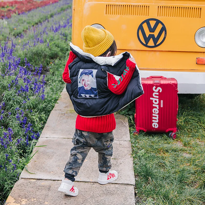 

Children's 2018 autumn and winter new boys sleeveless cotton versatile jacket baby warm outside wearing cotton jacket