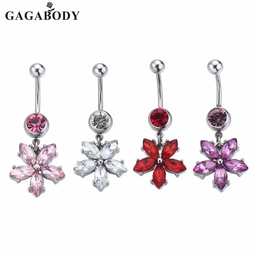 Dangle Rose Belly Button Rings Dangle Rose Belly Button Rings