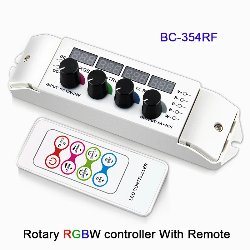 BC-354RF BC-354 DC12-24V 5A* 4CH вращающийся CV Многофункциональный световой дисплей управляемый контроллер rgbw с беспроводным пультом дистанционного управления для светодиодный полосы света - Цвет: BC-354RF