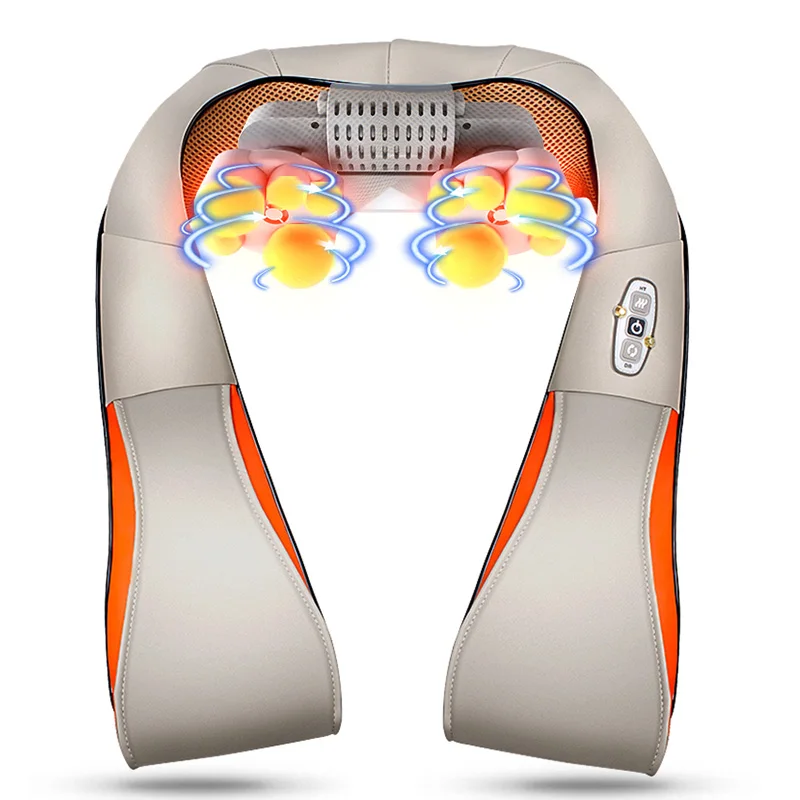 Body Relax Shiatsu Cervical Back Neck Electric Shoulder Massager Shawl Electric Roller Heat Device Home Car Massage Cape Machine