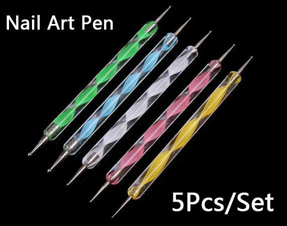 

5 pcs /set 2 way dotting pen marbleizing painting tool nail art dot set