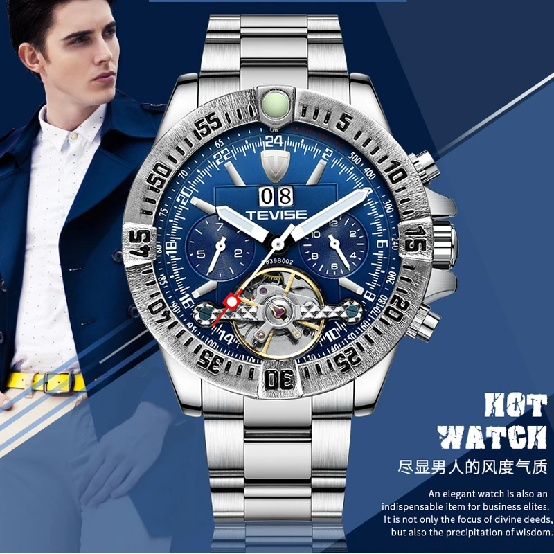 Tevise мужские Tourbillon автоматические механические часы лучший бренд класса люкс золотые для мужчин с автоматическим заводом наручные часы Relogio Masculino