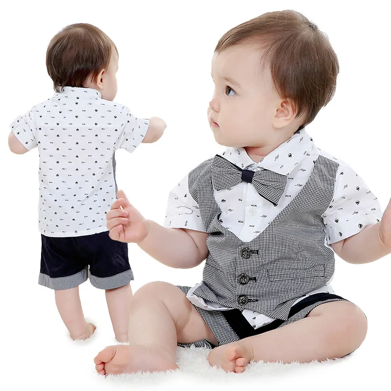 

Anlencool 2017 Free shipping European and American children's summer boys suit gentleman baby clothing sets baby summer suits