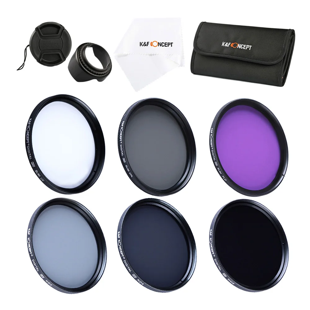Профессиональный Камера фильтр UV + CPL FLD ND2 ND4 ND8 защиты крышка объектива бленда для