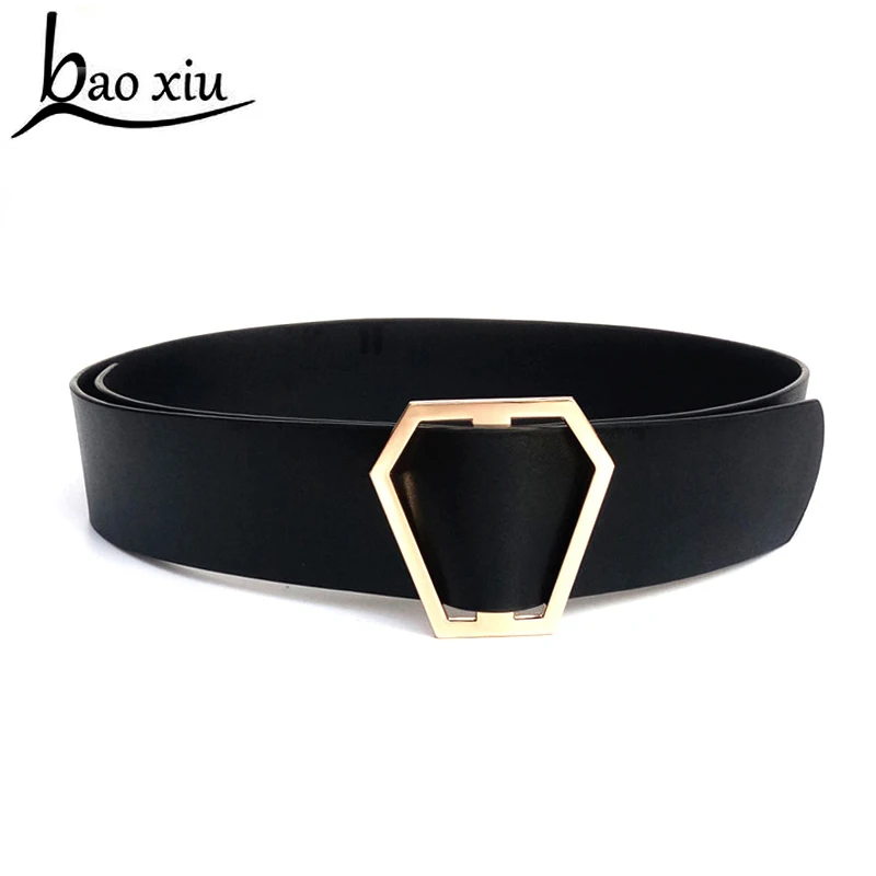 Newest Gold buckle belts female leisure jeans wild belt without pin metal buckle brown leather ...