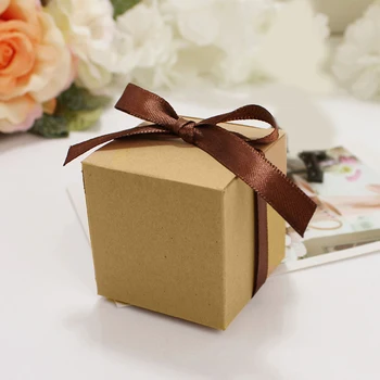 

50 Pcs/Pack DIY Kraft Paper Box Handmade Brown Square Candy Box For Birthday Party Wedding Gift Decorative Box