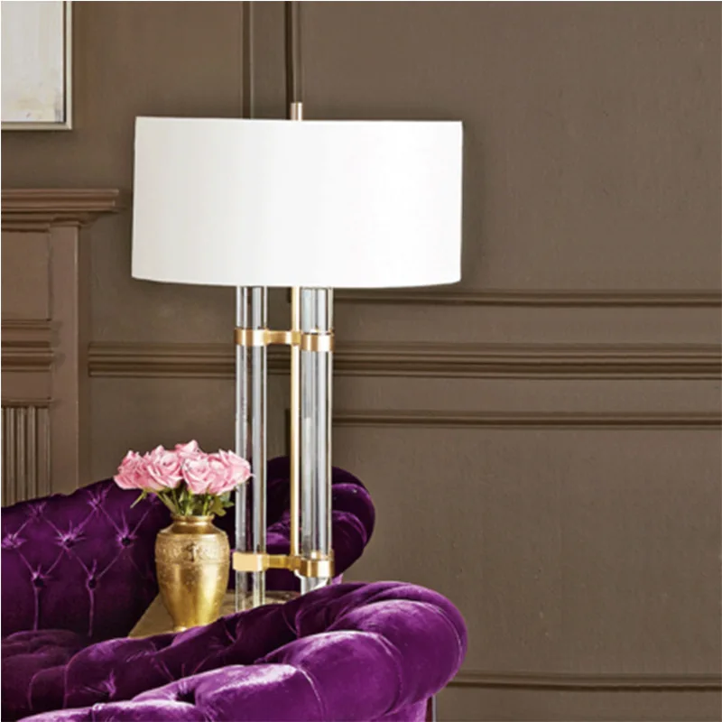 Modern Simple Luxury Decorative Table Lamps Crystal Cylindrical Table Lamps Hotel Villa Living Room Bedroom Study Table Lamps