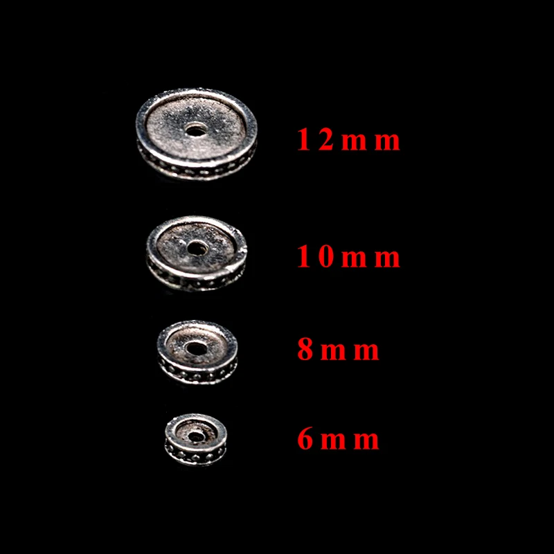 50 шт./лот, металлический плоский золотой бисер серебряного цвета, 6, 8, 10, 12 мм, металлические шайбы, разделительные бусины Rondelle для изготовления ювелирных изделий своими руками