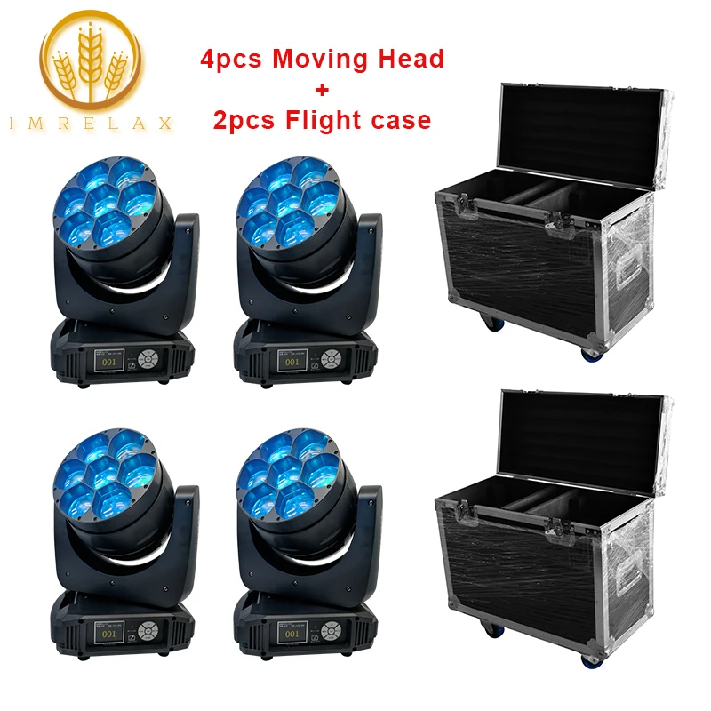 

IMRELAX High Power 4PCS 7*40W Bee Eyes LED Moving Head Light Zoom Wash DMX Stage DJ Disco Moving Head Light With Flight Case