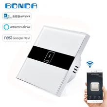 BDNOA Standard 1 Gang Wireless Control Light Switches Wall Touch Switch WIFI Control Switch via Smartphone