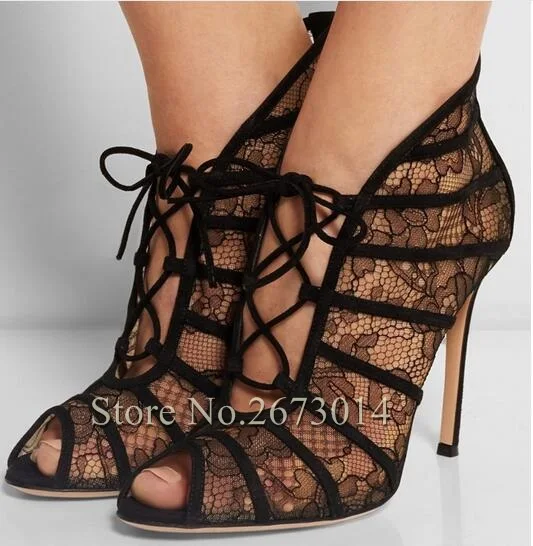 Summer Retro Style Sexy Women Sandals Open Toe Mesh Transparent High