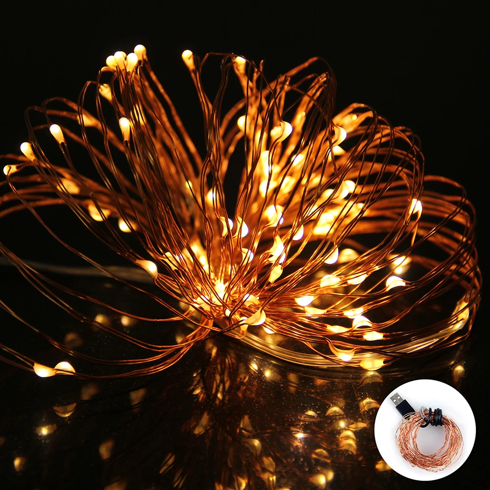 USB LED String Light Waterproof LED Copper Wire Outdoor Lighting