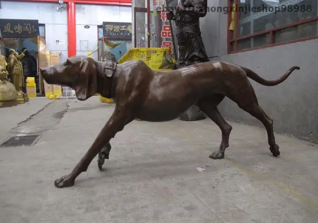

Huge Chinese Bronze hunting dog Wolfhound Folk Art sculpture