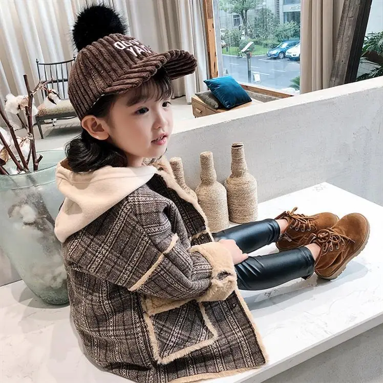 

Winter Autumn Spring Baby Girls Coat Kids Lattice Lapel Jacket For Girl Children's Clothes Fashion Windbreaker