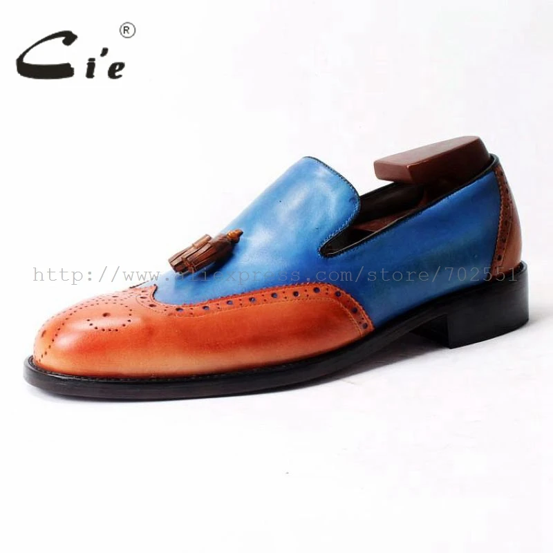 On 52 Cuero Punta Mano Envío Personalizado Redonda Gratis Naranja A Borla azul Zapato Casual Hecha Slip Artesanal Pegamento Calfskin Mocasín Cie Hombre 1qBw7TvT