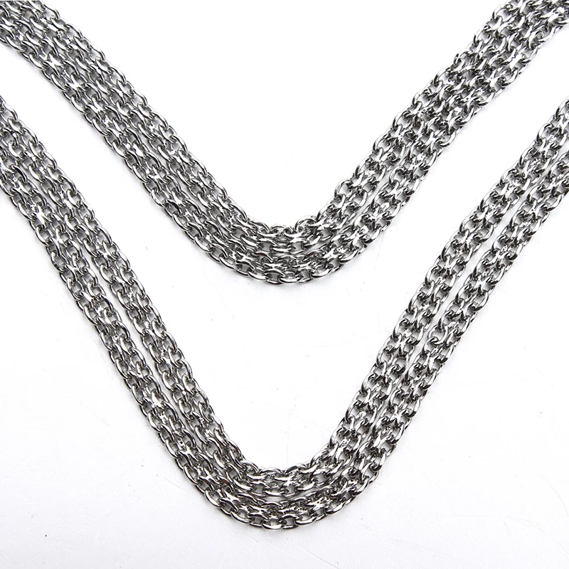 

Stainless Steel 5 meter Length Bulk Necklace Chains Silver Tone Curb Mens Womens Link Chains fit for Jewelry DIY Materials F3616