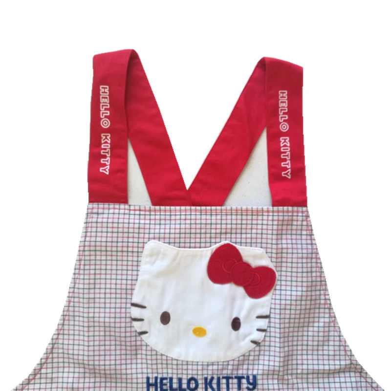 XiuMood Kichen аксессуары для приготовления пищи женские фартуки хлопок милый мультфильм hello kitty ремень фартук с красными большими карманами