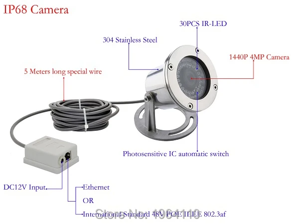 Нержавеющая сталь 1440P подводная POE IP Сетевая камера Поддержка мульти-браузер и бесплатное приложение удаленный монитор Onvif совместим с NVR