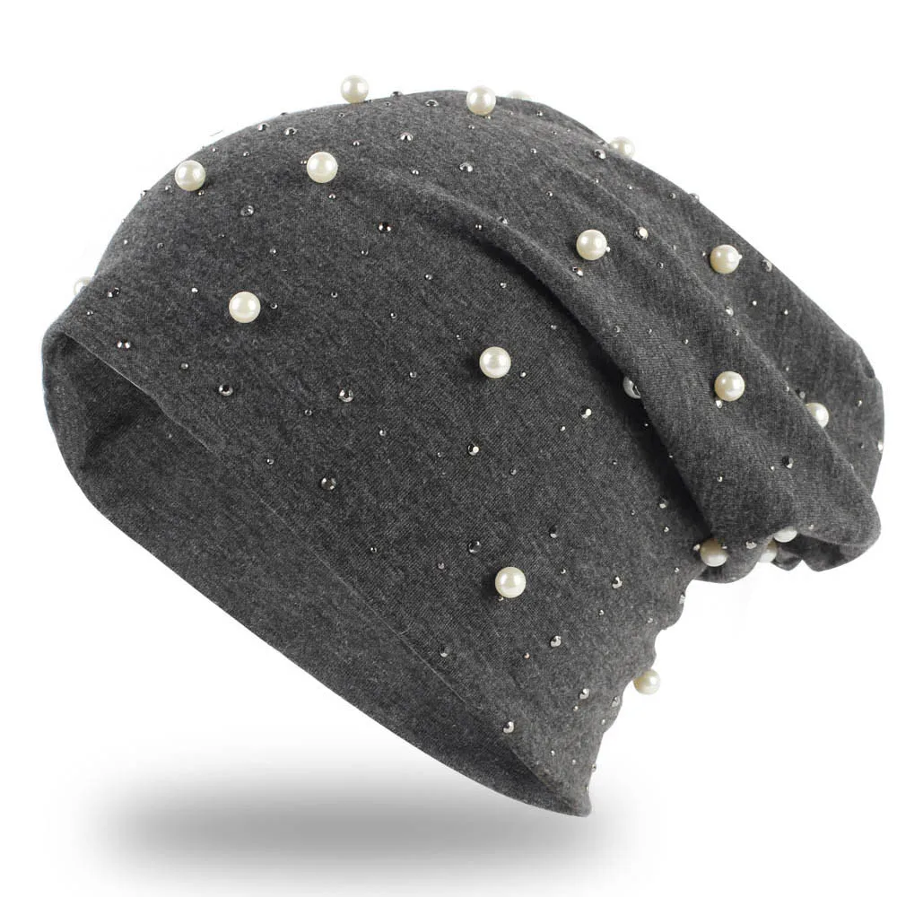 Брендовая женская шапка Осенняя мода жемчуг стразы громоздкая сумка Beanie шляпа