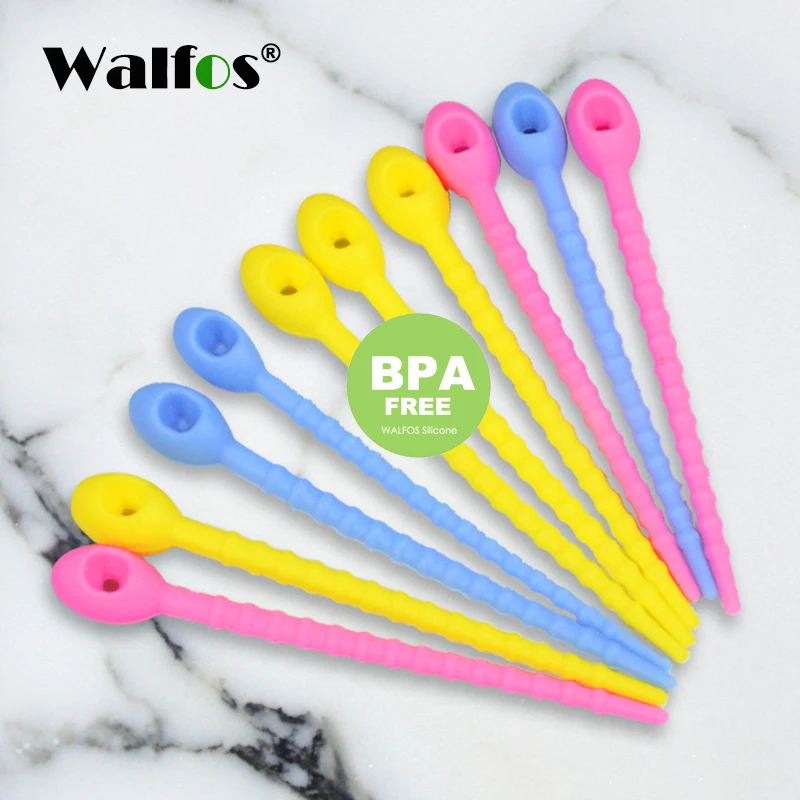 WALFOS 100 food grade Silicone Bag Ties, Cable Management, Zip Tie Twist, All purpose Multi use