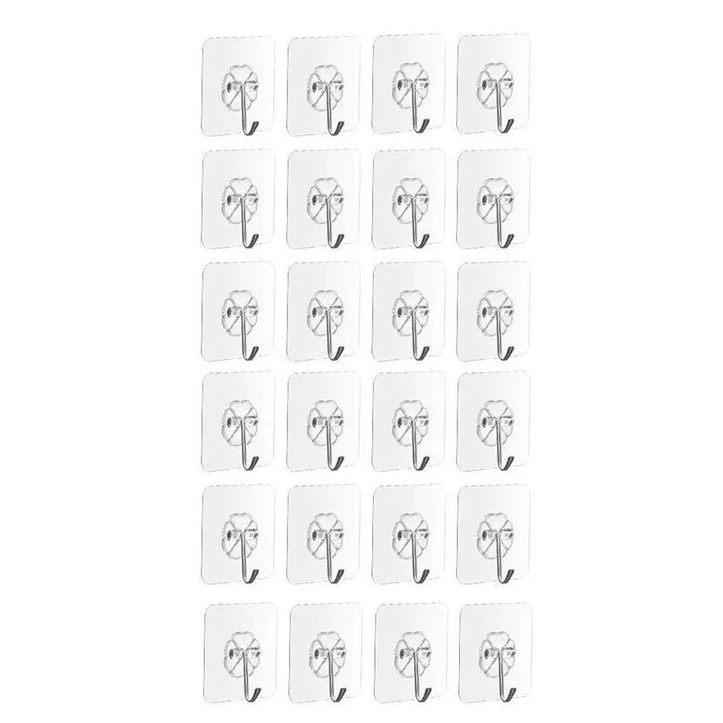 24pcs Sucker hooks Reusable Self Adhesive Hooks Heavy Duty Waterproof Wall Hanger for Door Bathroom and Kitchen #25d18 (5)
