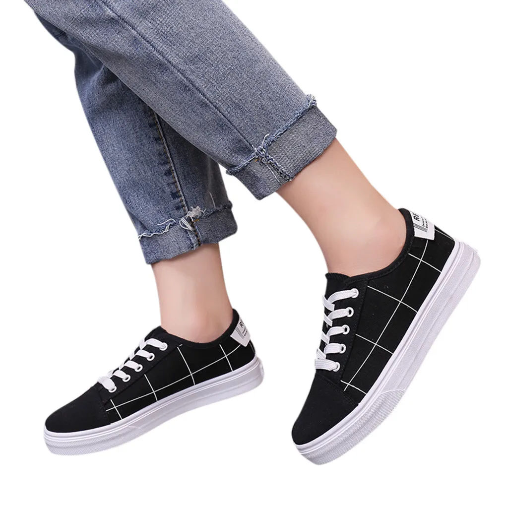 

CHAMSGEND 2019 New Ladies solid color square lattice flat bottom strap shoes flat shoes wild comfortable casual shoes
