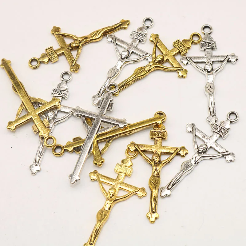 

Wholesale Price Cross Jesus Bead Cage Pendant Gold Silver color Pendant Charms Diy Jewelry Mking