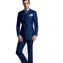 Двубортный жениха Свадебный костюм в стиле смокинга Темно-синие мужской свадебный костюм Лучший мужской костюм(куртка+ штаны+ галстук-бабочка+ Hankerchief) B679