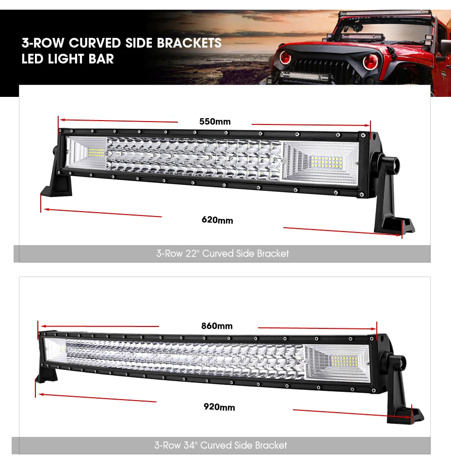 Oslamp 3 ряда 1" 20" 2" 34" 4" 50" прямой/изогнутый СВЕТОДИОДНЫЙ светильник бар 4x4 внедорожный светодиодный рабочий светильник 6000 К пятно+ Наводнение Combo Луч светодиодный бар